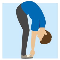 Person bending over touching their toes