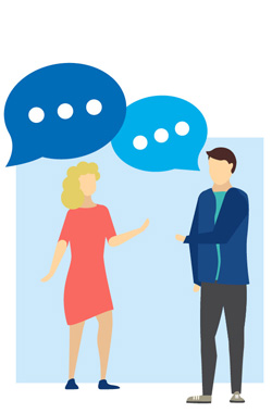 Two people having a chat