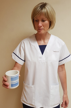 Holding an empty cup
