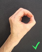 image showing how to correct perform a pinch grip with the hand