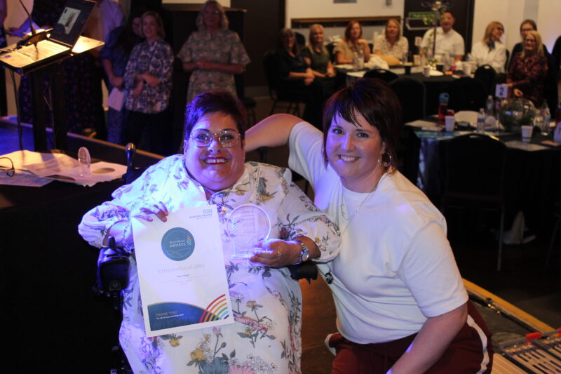 Clare Hood receiving her Nightingale award