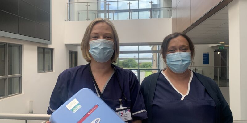 Claire Hodgson community matron and Rachel Watkins district nursing clinical sister holding our nebulisers