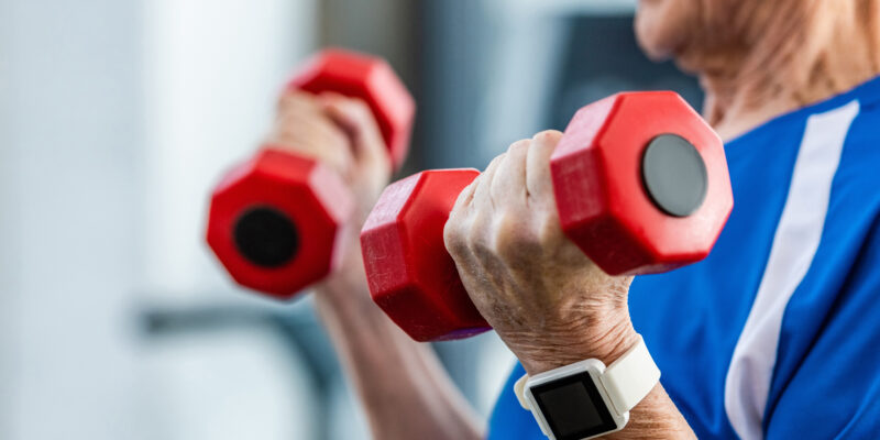 Hands holding weights