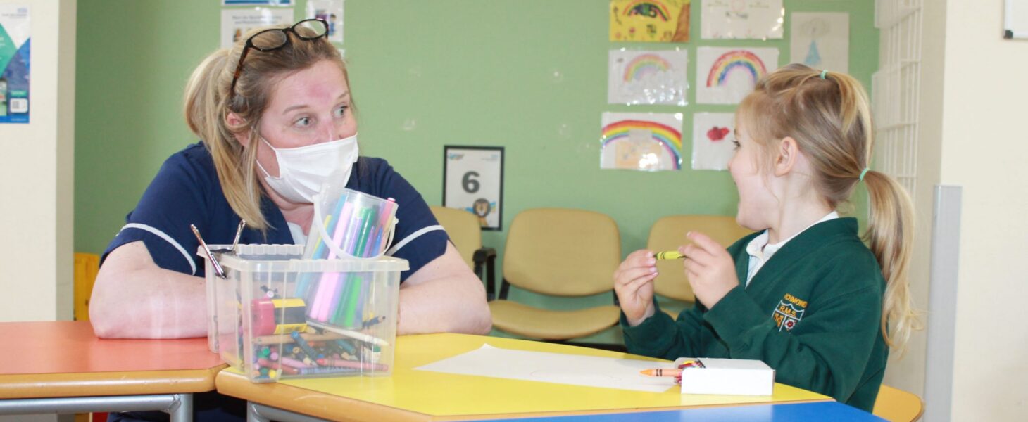 Nurse and chlld in the Friarage children's hub