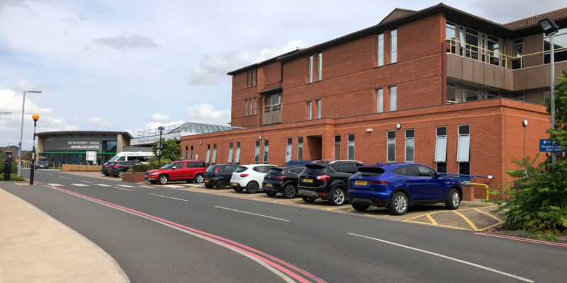 Cars parked outside Friarage Hospital