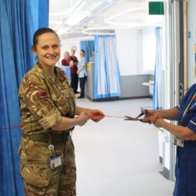Picture of Maj Katie Hildred (left) and Moira Angel open the new discharge suite