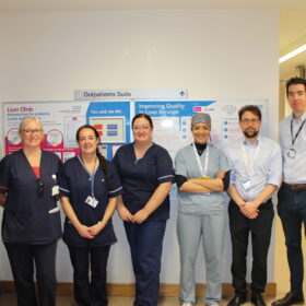 From L to R: Dr Ahmed Monier, Claire Connelly, Zoe Cox, Steph Goodman, Dr Eman Alabsawy, Dr Tim Hardy and Dr Darren Craig