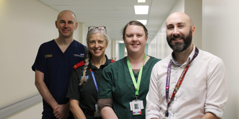 Left to right: Kevin Moore, clinical director for emergency care at North Tees and Hartlepool NHS Foundation Trust; Josie Hale, operations manager at North East Ambulance Trust; Lucy Falcus, medical director at Hartlepool and Stockton Health and Andy Hebron, clinical director for emergency care at South Tees Hospitals NHS Foundation Trust.