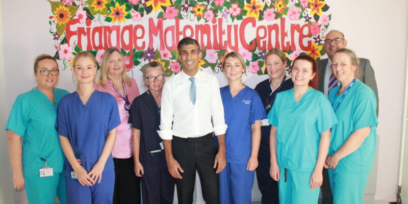 Friarage midwives with Rishi Sunak