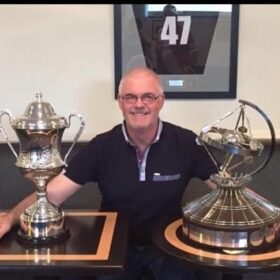 Dad, Ray Barclay with his trophies