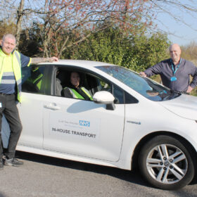 Medical equipment stores supervisor Peter Humphrey, volunteer Julie Greaves and procurement operational services manager Andrew Jackson (left to right)