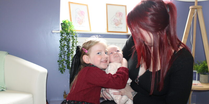 Jessi Jones with her children Azalea Elizabeth (5) and Freyja Rose (2 weeks)