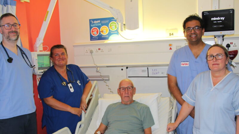 Leslie with the stroke team who saved his eyesight